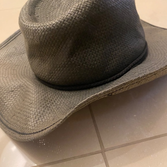 Shady Brady Unisex Black Raffia Straw Cowboy Hat Julia Chin Strap Size Medium - Picture 7 of 9